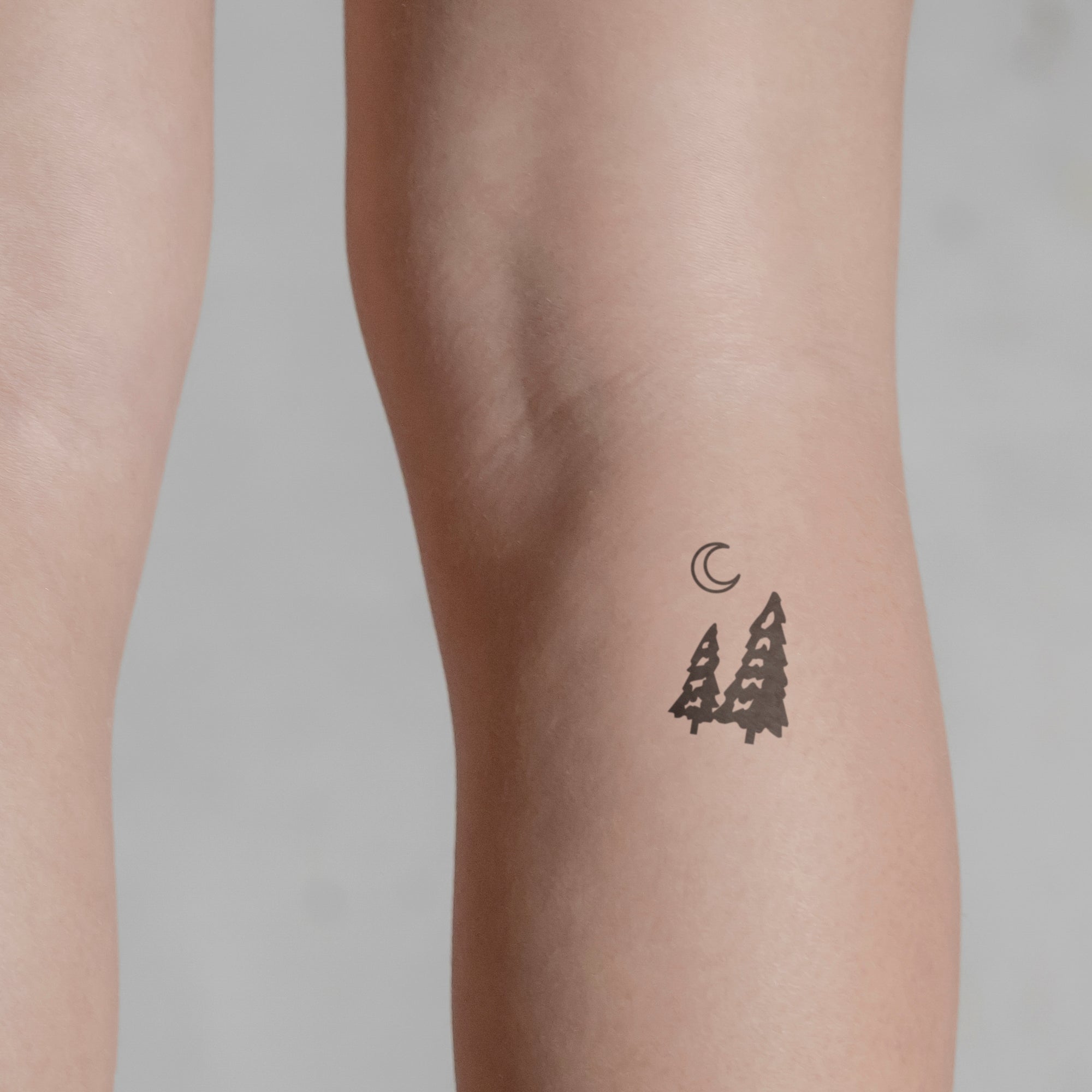 Mond und Tannen Tattoo von minink, der Marke für temporäre Tattoos.