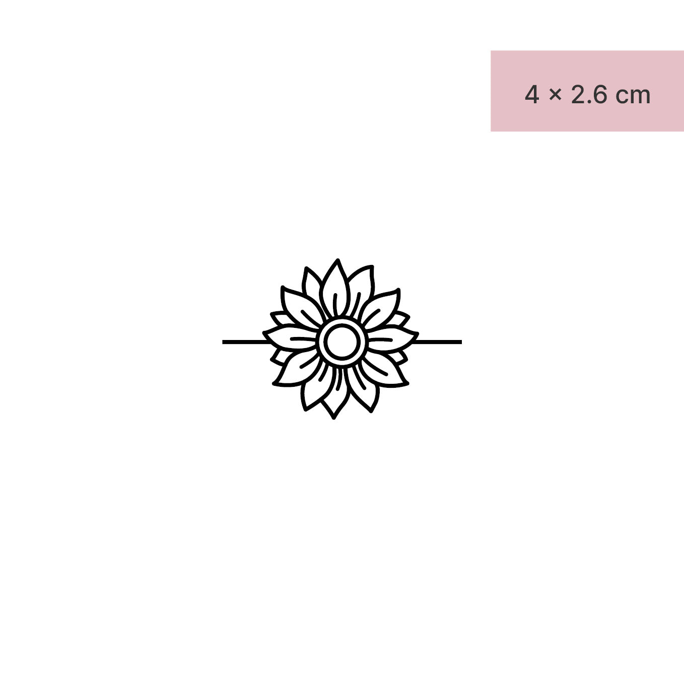 Sonnenblume mit Strich Tattoo von minink, der Marke für temporäre Tattoos.